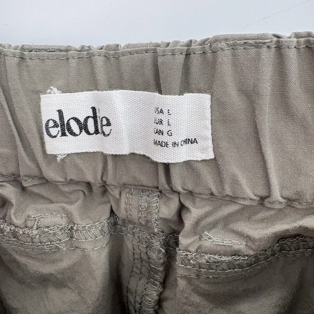 ELODIE Womens Pants Natural Olive Grn Wide‎ Leg Cargo Trousers SIZE Large 33-36